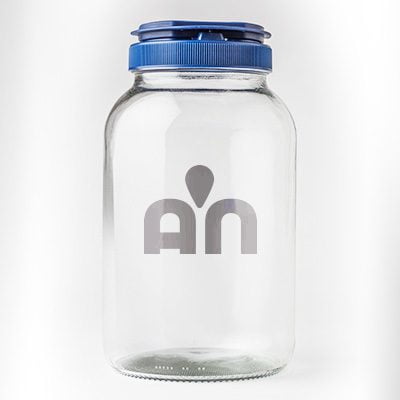 1 gallon glass jar with lid and aquanui decal