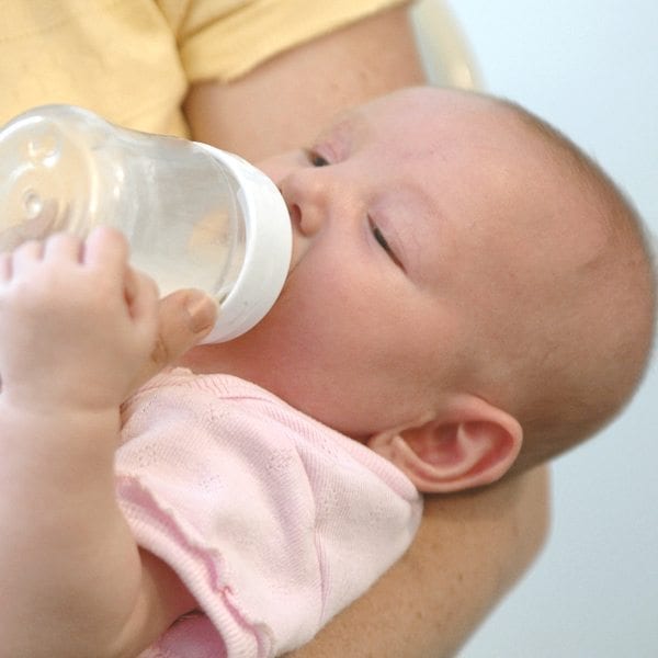 baby drinking distilled water