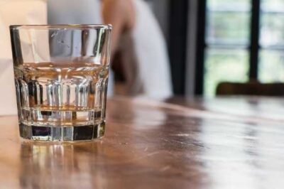 Almost empty water glass